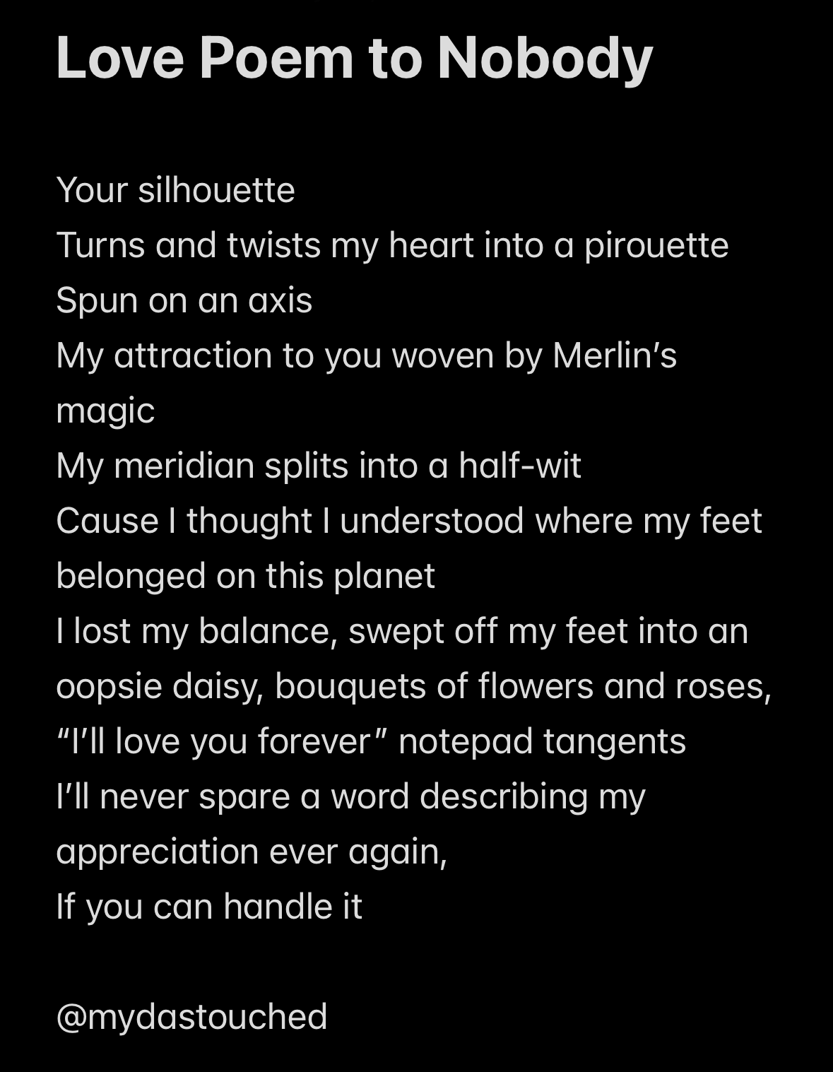Love Poem to Nobody by Mydas